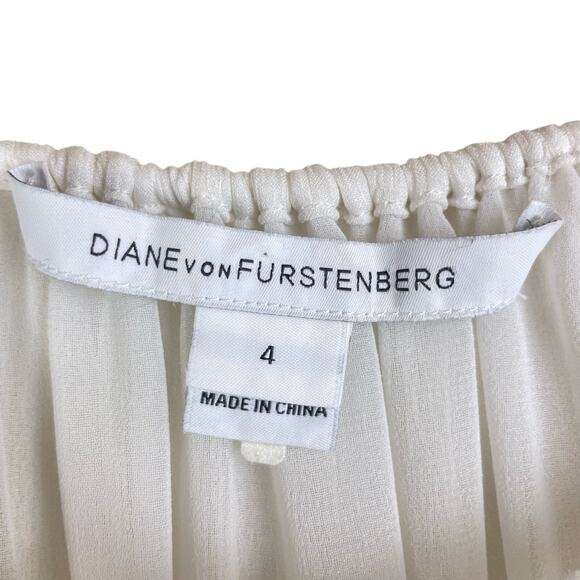 Diane Von Furstenberg Sheer Silk Long Sleeve Tie Up Keyhole Neck Blouse - Picture 4 of 14